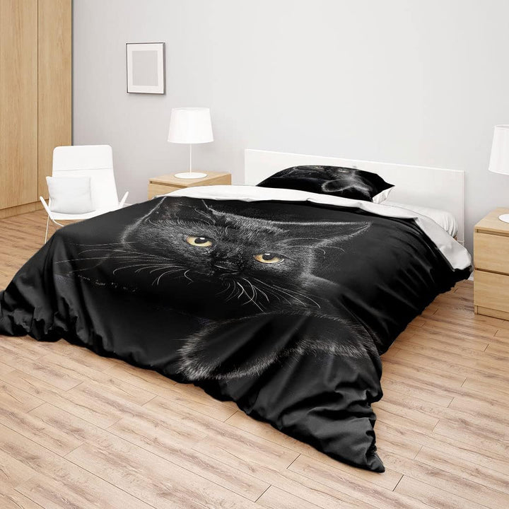 Zomer Bettwäsche Set 135x200 cm 2teilig Bettbezug Mikrofaser Bettwäsche Deckenbezug mit Schwarze Kat