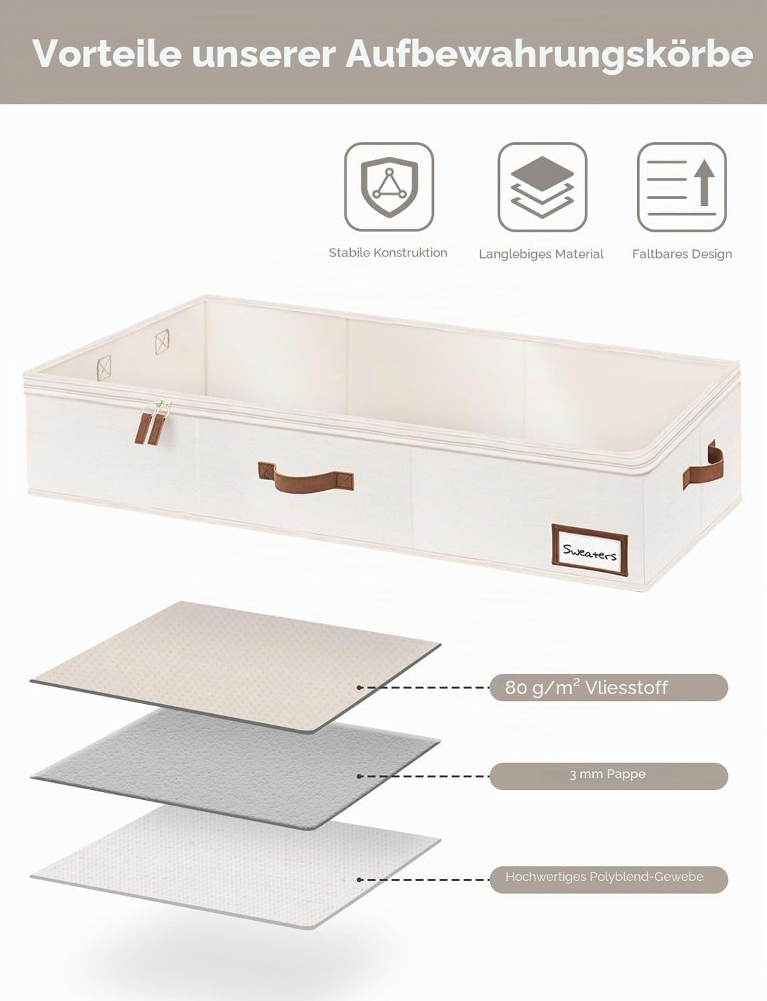 StorageWorks Aufbewahrungsboxen unter dem Bett, grosse Unterbett Aufbewahrung mit Deckel, robuste St