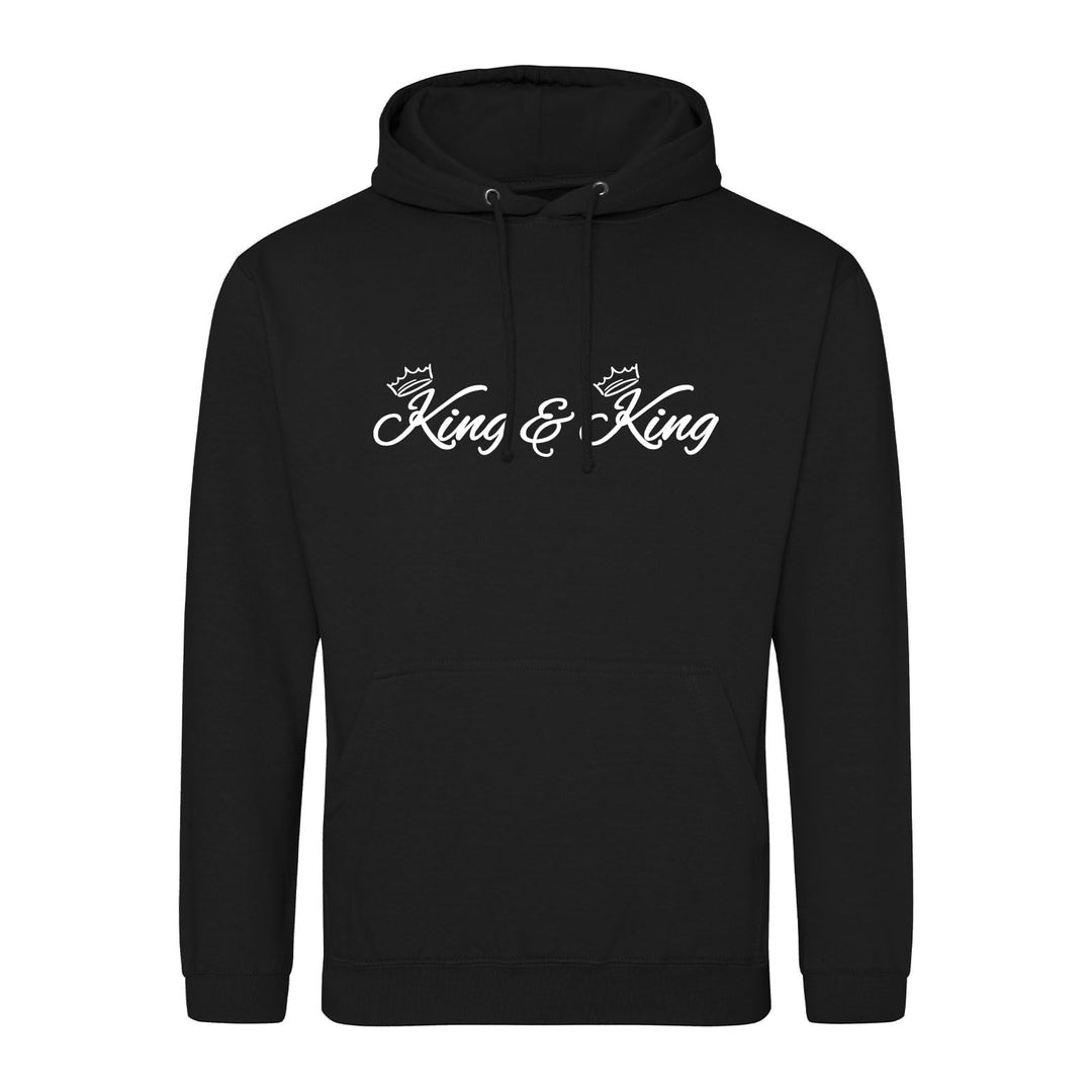 huuraa Unisex Hoodie King &amp; King Krone Pullover Vegan Grösse 3XL Deep Black mit Motiv Hochzeits Gesc