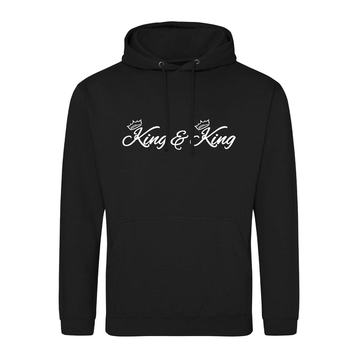 huuraa Unisex Hoodie King &amp; King Krone Pullover Vegan Grösse 3XL Deep Black mit Motiv Hochzeits Gesc