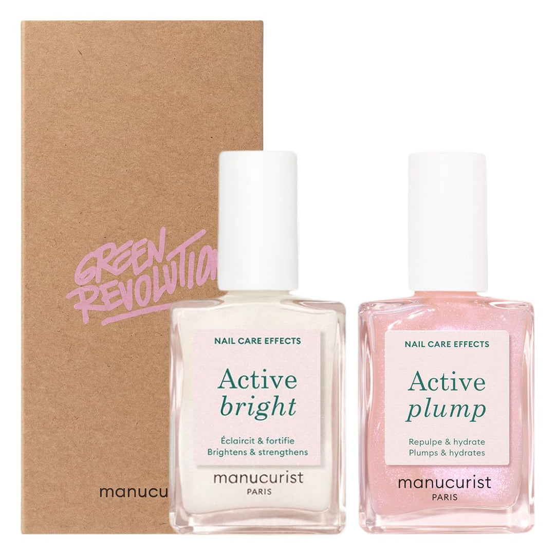 Manucurist Active Icons Duo Nagellack Set – Active Bright und Active Plump Nagellacke – Nagelhärter