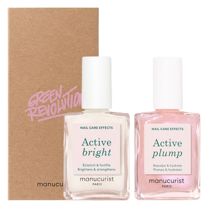 Manucurist Active Icons Duo Nagellack Set – Active Bright und Active Plump Nagellacke – Nagelhärter