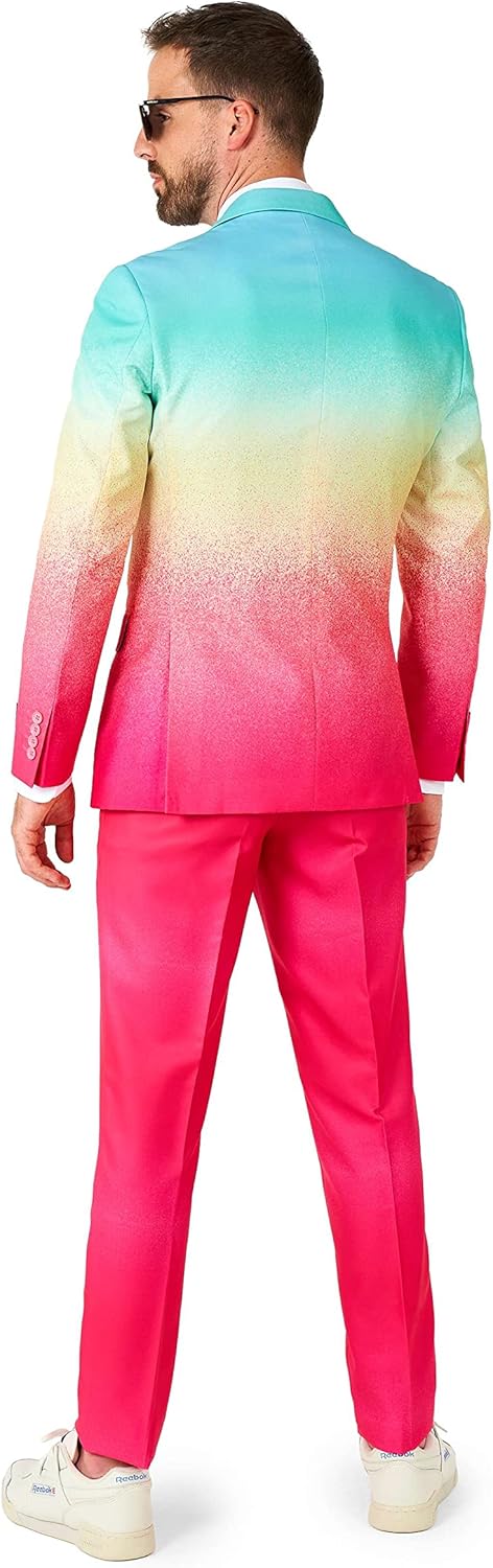 OppoSuits Modisch Party Einfarbige Anzüge für Herren - Mit Jackett, Hose und Krawatte, 46 Funky Fade