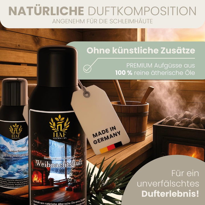 HAF Saunaaufguss Weihnachtsduft 250 ml - Sauna Aufgussmittel mit natürlichen ätherischen Ölen - Saun
