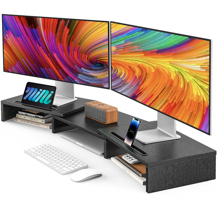 AMERIERGO Dual-Monitorständer – verstellbare Länge und Winkel, Dual-Monitorerhöhung, Computer-Monito