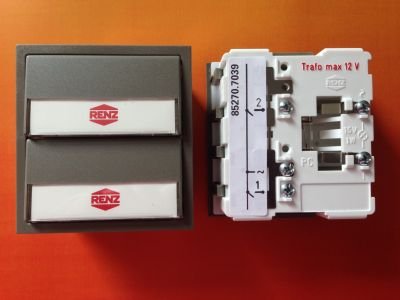 RENZ Tastenmodul mit 2 Klingeltaster-Graualuminium (RAL 9007) 97-9-85270