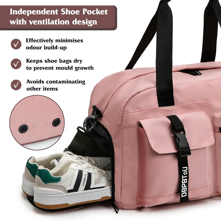 Sporttasche Damen Herren, Reisetasche mit Schuhfach, Trainingstasche mit Nassfach, wasserdichte Week