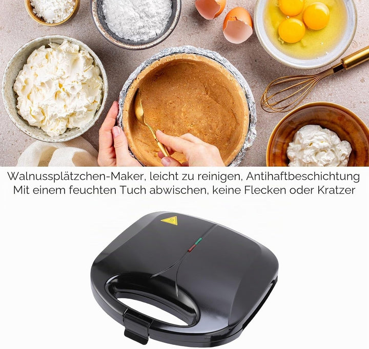Pongnas Walnuss -Kekshersteller 12 Löcher Mini -Nuss -Backzubehör Doppelseitig Nicht Stocke Elektris