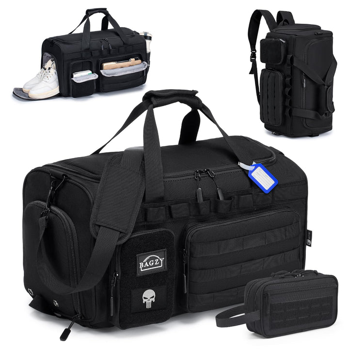BAGZY Taktischer Reisetasche Sporttasche Herren mit Schuhfach Gym Tasche Rucksack 40L Trainingstasch