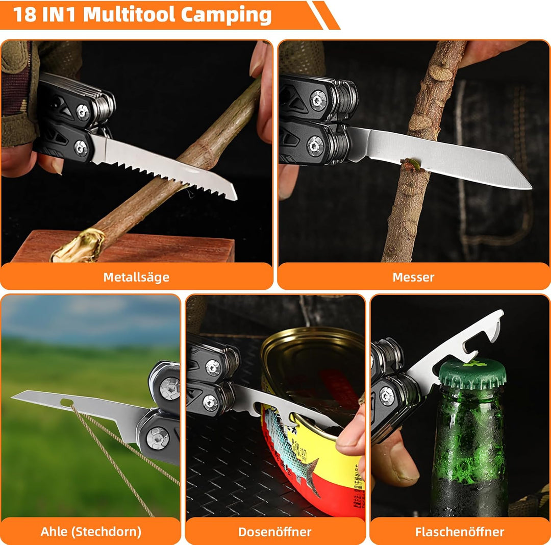 Multitool Camping 18 in 1(Schraubenschlüssel Schwarz), Schraubenschlüssel Schwarz