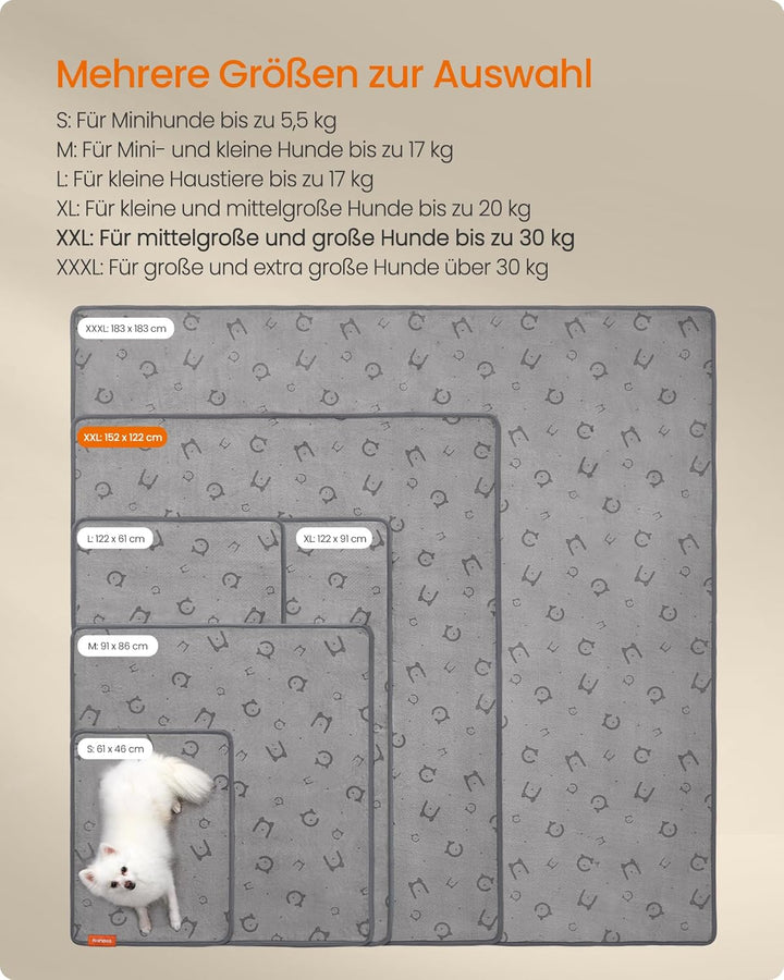 Feandrea Hundedecke, 2er Set, Wiederverwendbare Hundematte, 152 x 122 cm, XXL, wasserdicht, auslaufs