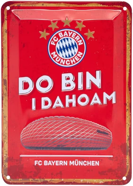 FC Bayern München Metallschild 2er-Set - Logo & dahoam - Blechschild FCB Schild