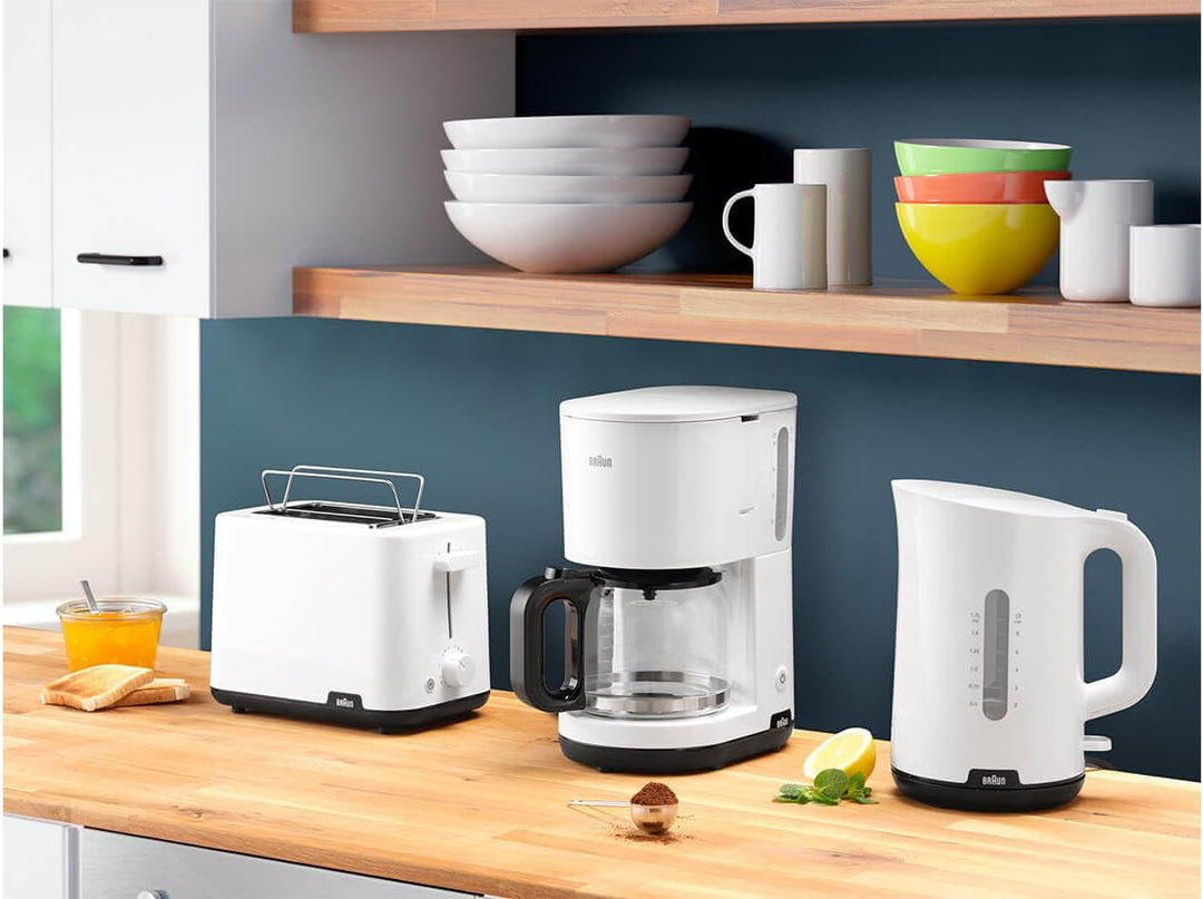 Braun Breakfast1 HT1010WH Toaster with 2 Slots, 8 Toast Levels, Pull Out Tray, Bread Lifter, Bun War