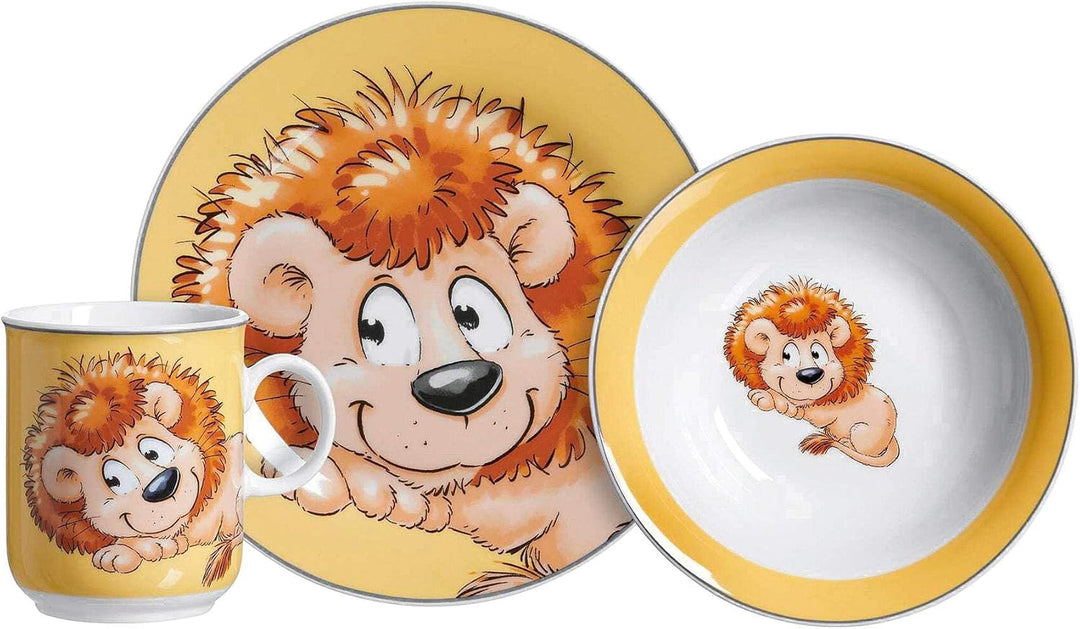 Flirt by R&B Kindergeschirr Happy Zoo Löwe, gelb/orange, 3-teilig (1 Set)