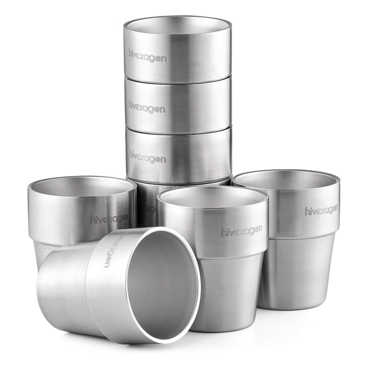 Hivexagon 300ml Set aus 8 Doppelwandigen Edelstahl becher edelstahl tasse- Ideal Für Kalte Getränke