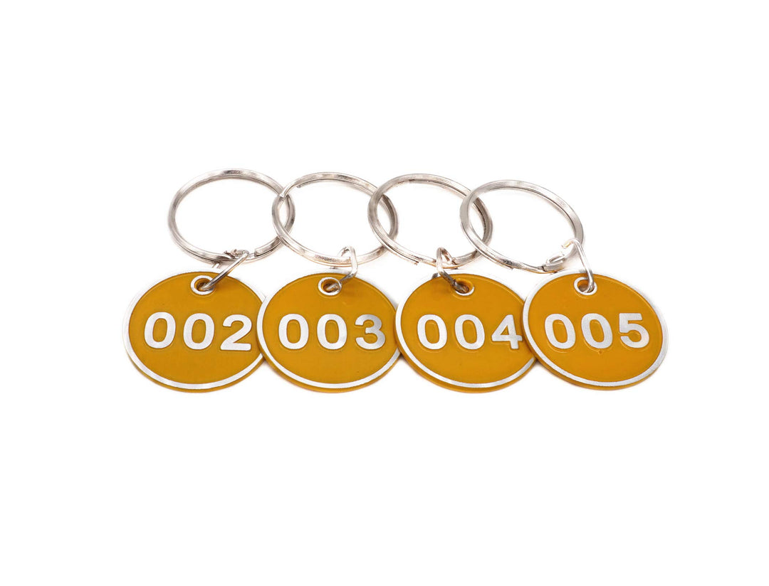 Aluminum Alloy Metal Key Tag Set, Number ID Tags Key Chain, Numbered Key Rings Gelb 1 to 100, Gelb 1