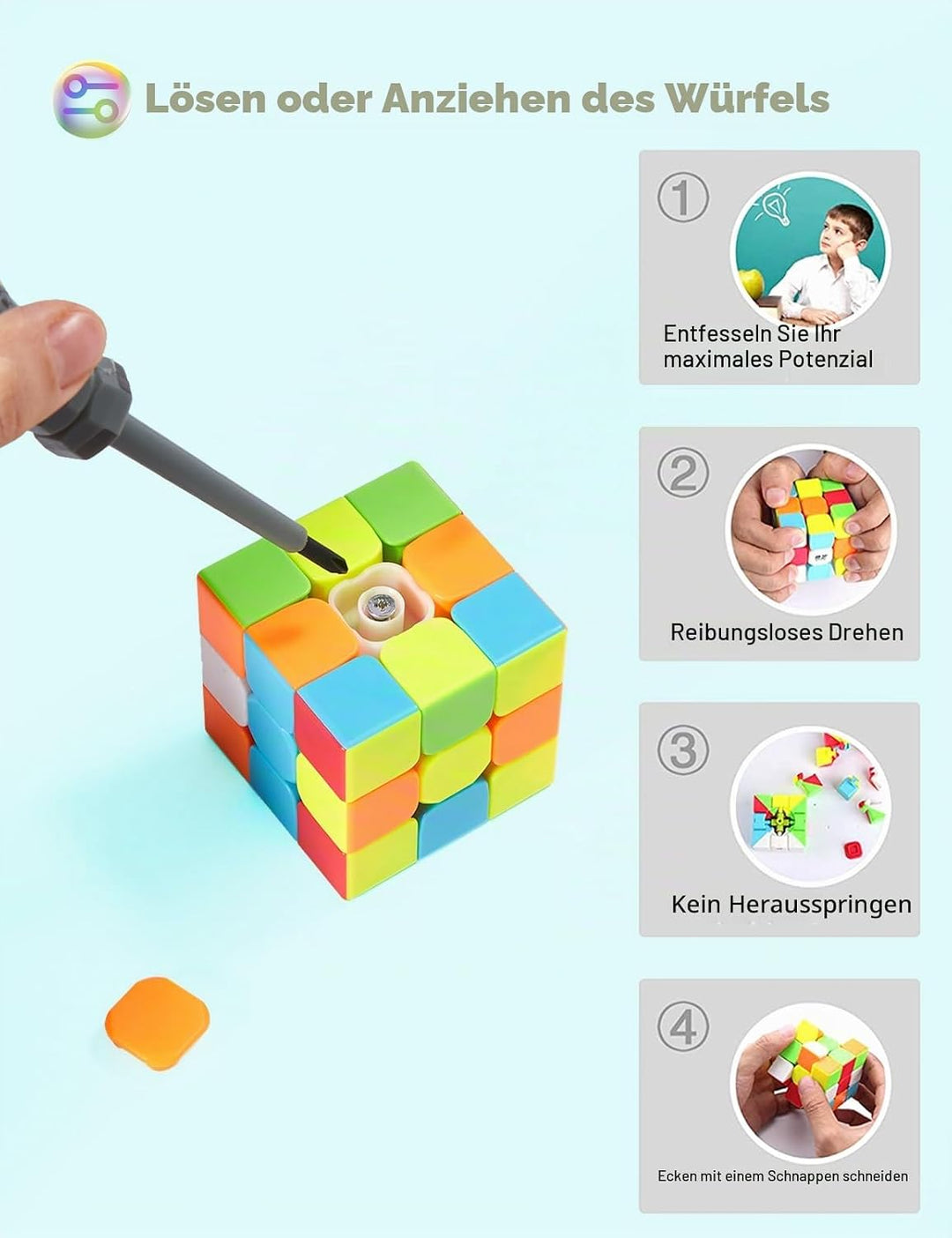 ROXENDA Zauberwürfel Set, Speed Cube Set mit 2x2 3x3 4x4 5x5 Zauberwürfel mit Geschenkbox, Geheimes
