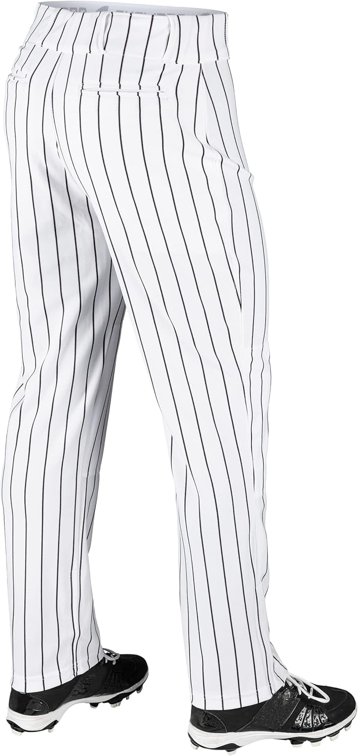 CHAMPRO Men's Triple Crown OB Open-Bottom Loose-Fit Baseball Pant with Knit-in Pinstripes Weiss / Sc