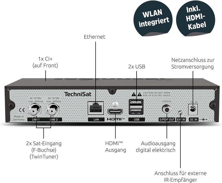 TechniSat DIGIPLUS UHD S2-4K Sat Receiver mit alphanumerischem Display und Twin Tuner (DVB-S/DVB-S2,