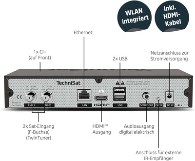 TechniSat DIGIPLUS UHD S2-4K Sat Receiver mit alphanumerischem Display und Twin Tuner (DVB-S/DVB-S2,