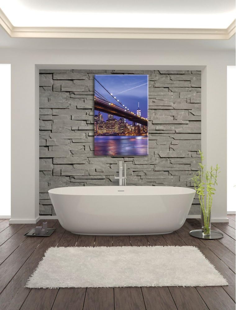 New York Brooklyn Bridge, Format: 100x70 auf Leinwand, XXL riesige Bilder fertig gerahmt mit Keilrah