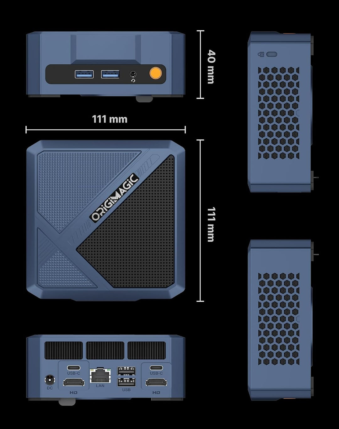 A3 Mini-PC Performance Ryzen 7 (4,9 GHz), 32 GB DDR5 Speicher, 1 TB SSD, 4 Bildschirme, perfekt für