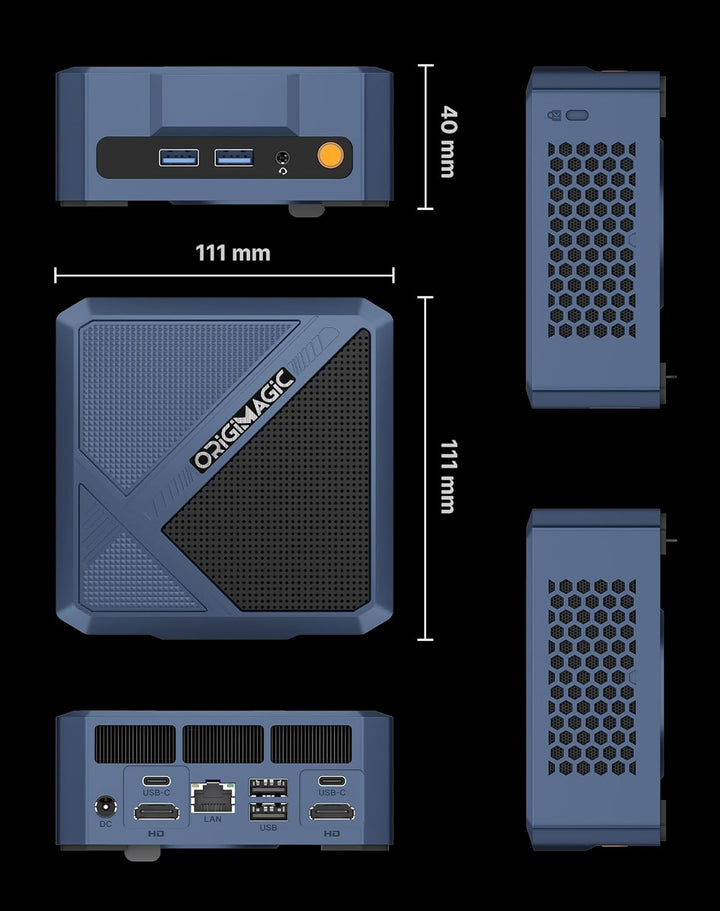 A3 Mini-PC Performance Ryzen 7 (4,9 GHz), 32 GB DDR5 Speicher, 1 TB SSD, 4 Bildschirme, perfekt für