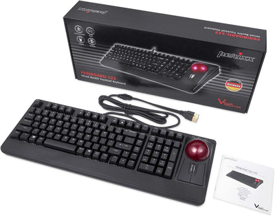 Perixx Periboard-322 Beleuchtete Trackball Tastatur mit Mechanischen Tasten - 55 mm Grosser Trackbal