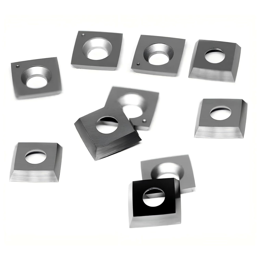 10 Stück quadratische Hartmetall-Einsätze, Messer für Hobel-Spiralschneider, 15 x 15 x 2,5 mm, 30°-W