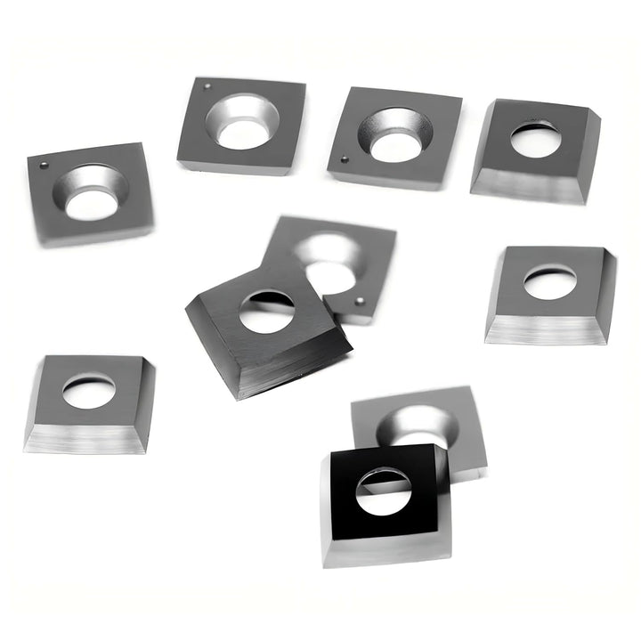 10 Stück quadratische Hartmetall-Einsätze, Messer für Hobel-Spiralschneider, 15 x 15 x 2,5 mm, 30°-W