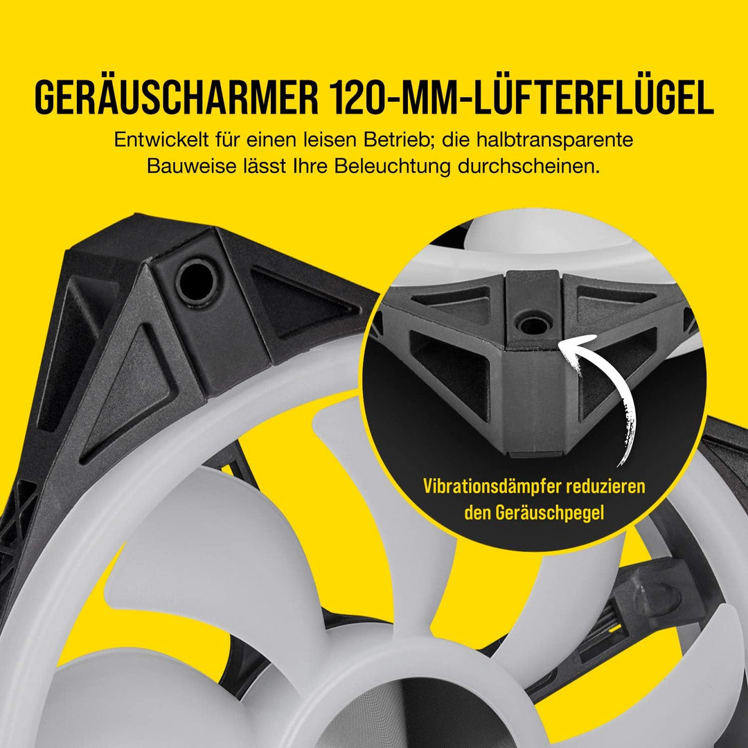Corsair iCUE QL120 RGB, 120-mm-LED-PWM-Lüfter (für Desktop, 68 Einzeln Ansteuerbare, Schwindigkeiten