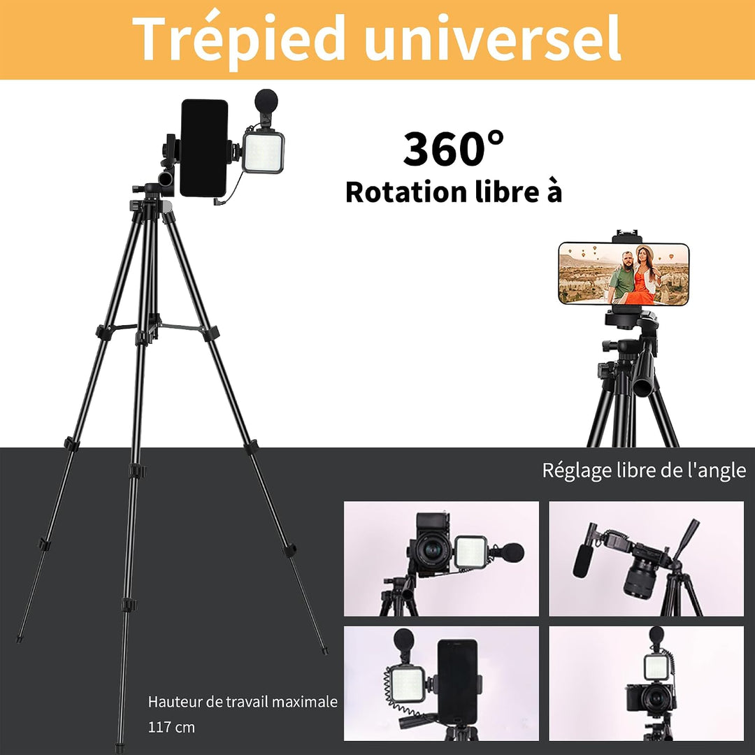 SURPN Vlogging-Kit,YouTube-Starter-Kit,für iPhone/Android-Telefone/Kameras | Telefonhalter für Video
