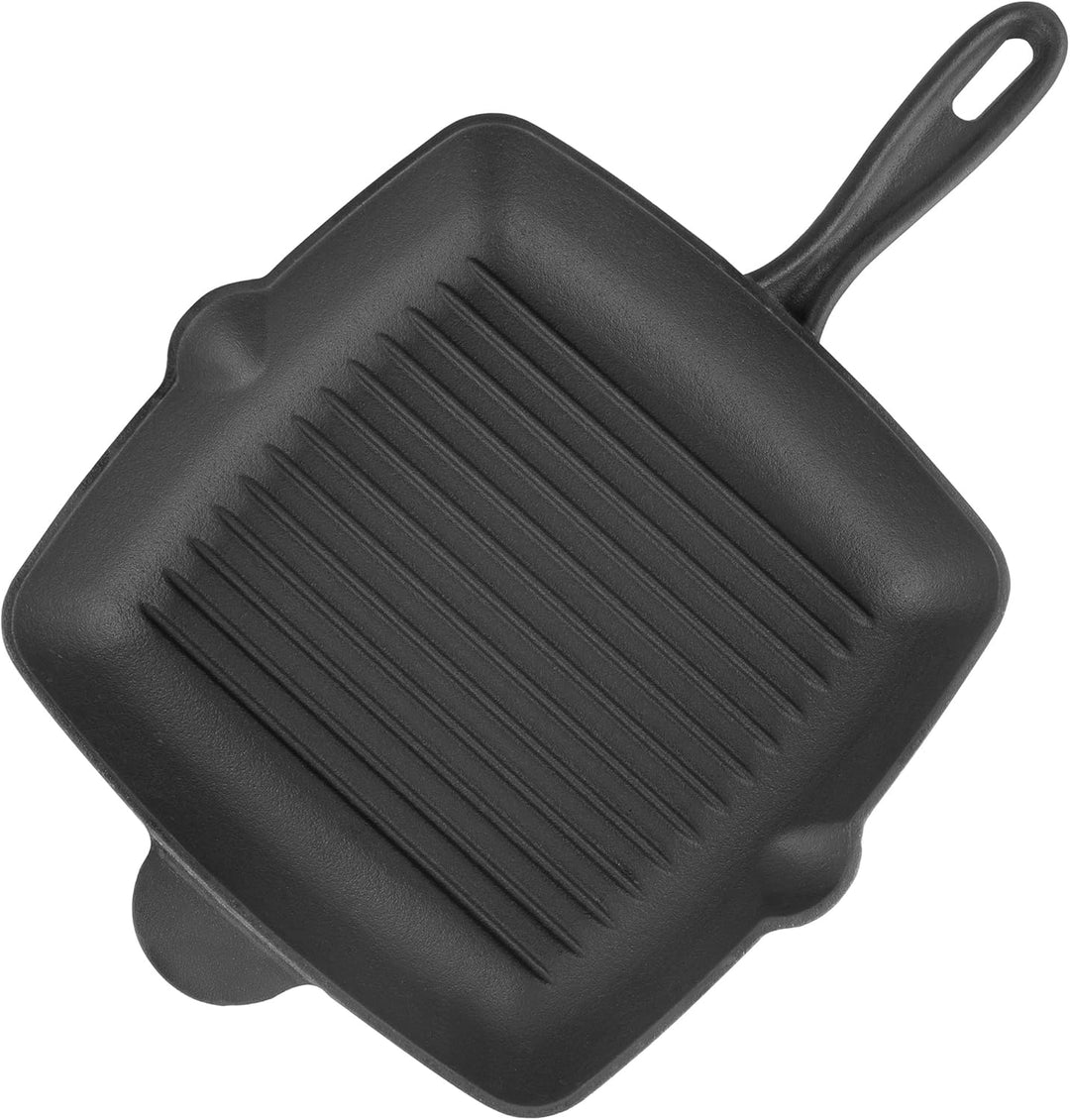 BBQ-Toro Gusseisen gerippte Steakpfanne | 26 x 26 cm - eckig | bereits eingebrannt - preseasoned | G
