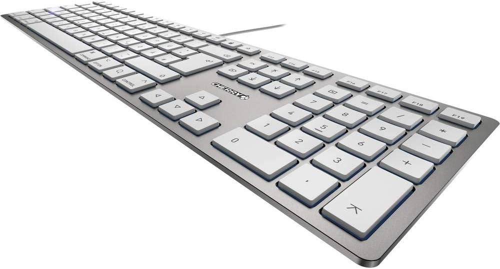 CHERRY USB KC 6000 Slim for Mac Tastatur, Silber/Weiss, einfarbig weiss-silber Deutsches Layout - QW