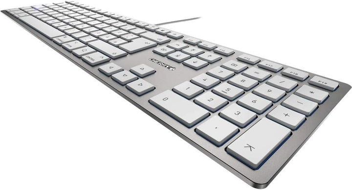 CHERRY USB KC 6000 Slim for Mac Tastatur, Silber/Weiss, einfarbig weiss-silber Deutsches Layout - QW