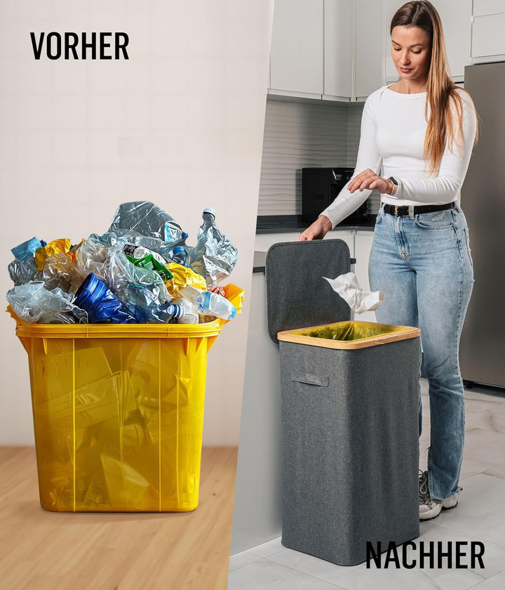Deco haus® Gelber Sack Ständer 90L [Extra Tragetasche] - Gelber Sack Mülleimer - Stabiler Müllsackst