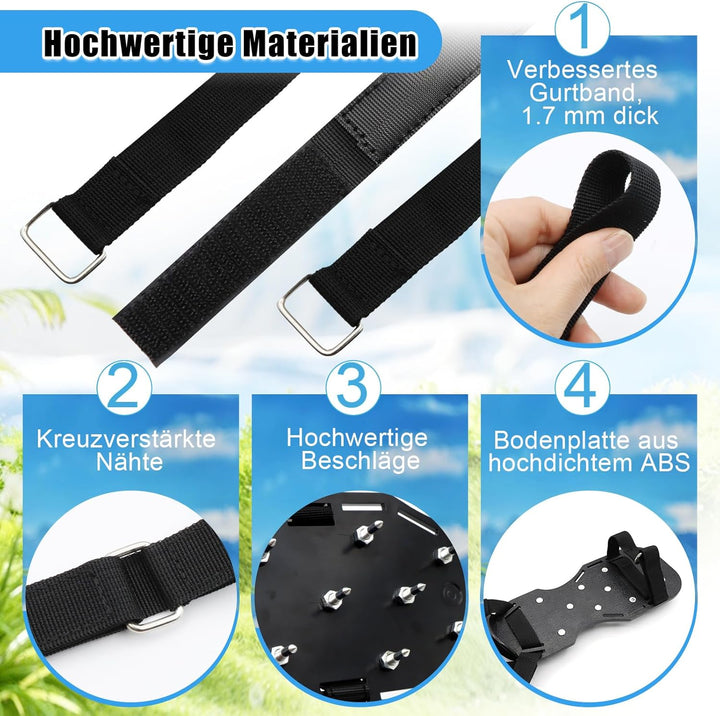 KASURE Rasenlüfter Schuhe,Nagelschuhe Vertikutierer Schuhe mit Schaufel Und Handschuhe，Allgemein Nag