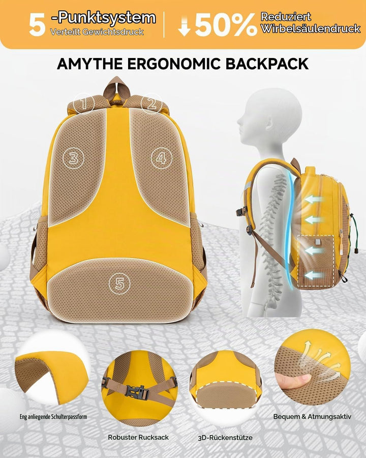 Amythe Outdoor Schulrucksack für Jungen Mädchen ab 6 Jahren, Wanderrucksack Kinder 1. - 5. Klasse, W