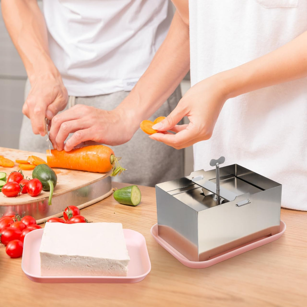 TOPBATHY Tofu-Pressform Aus 304 Edelstahl 16X12X9Cm – Handbetriebene Tofu-Form Zur Hausgemachten Her
