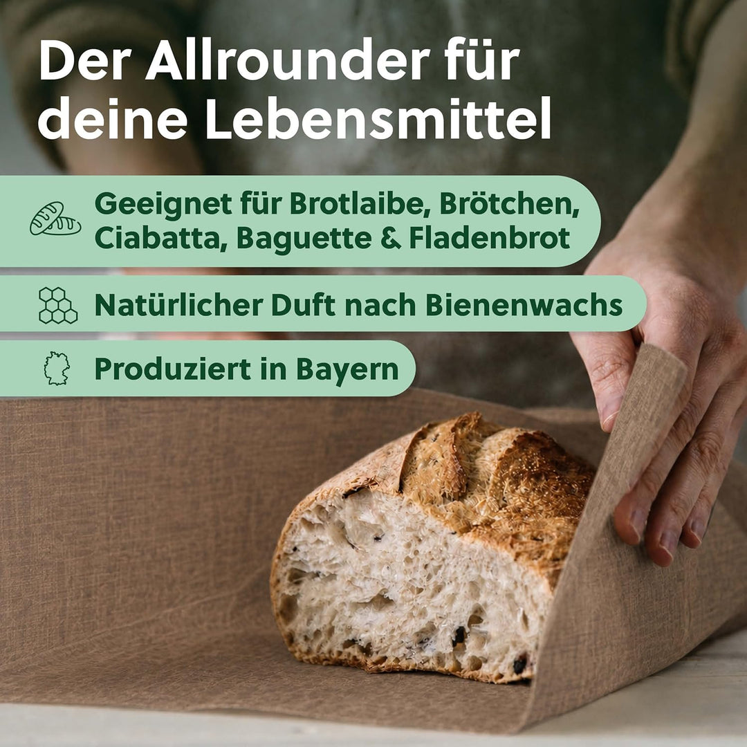 beegut XXL Bienenwachstuch aus Leinen, besonders gut zum Brot aufbewahren geeignet durch dickeres Le