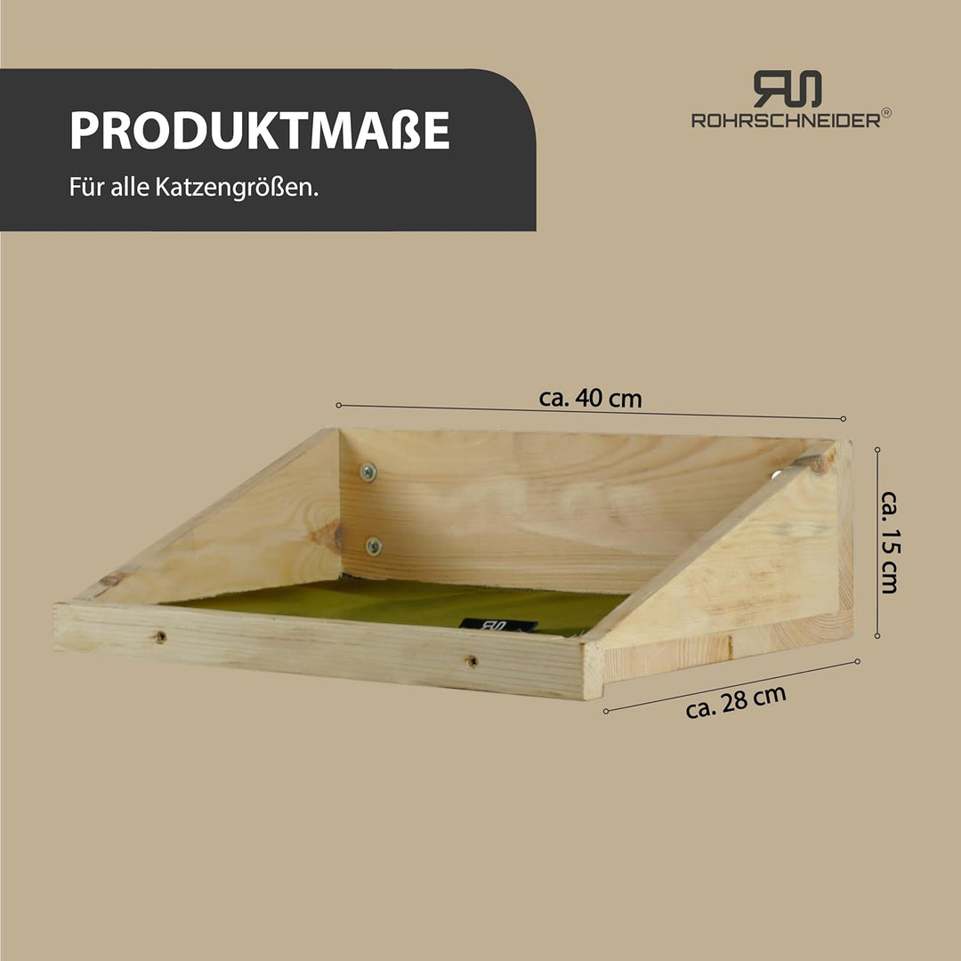 Rohrschneider Katzentreppe Wand, Kiefernholz, Natur, Samt Fresh Oliv waschbare Stoffeinlage Samt fre