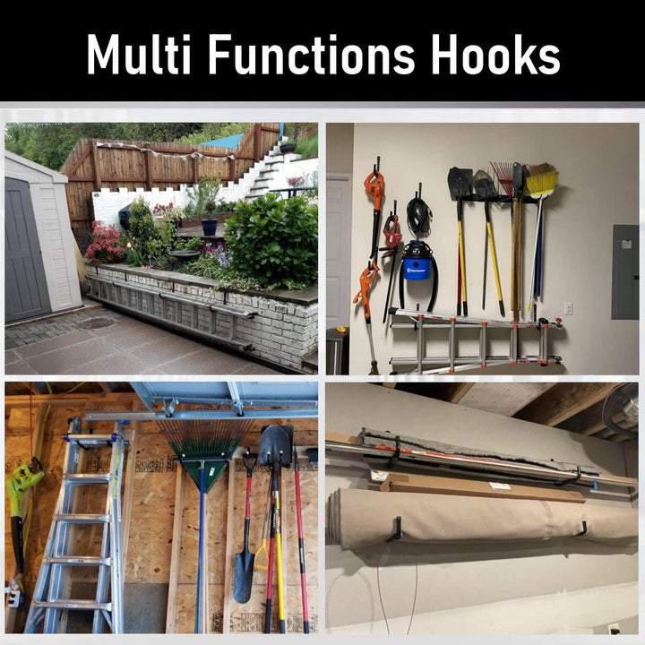 PiPaFox Haken für Garagenspeicherleitern, 24 CM / 9,5 Zoll Hochleistungs-Jumbo-Arm-Utility-Rack für