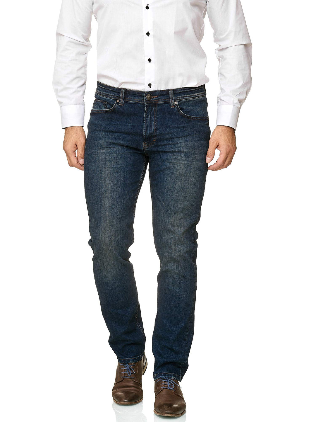 BARBONS Herren Jeans - Bügelleicht - Regular-Fit Stretch - Business Freizeit - Hochwertige Jeans-Hos