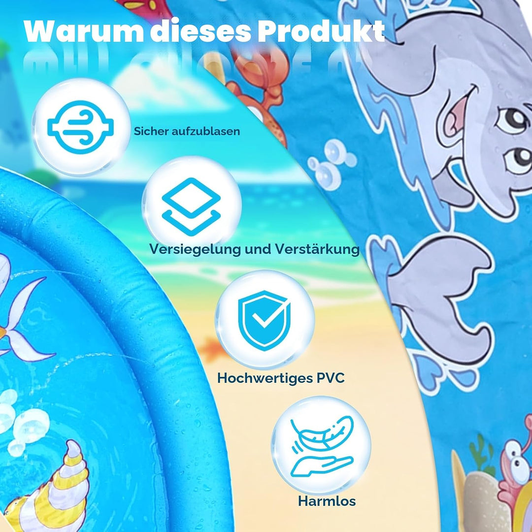 Wasserspielmatte für Haustiere100 CM/39 Zoll Wassersprinkler Matte Kinder Splash Pad, Sommerliches W