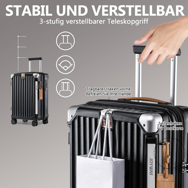 Joyway Koffer Trolley Reisekoffer von ABS Hartschalen Trolley mit Getränkehalter und 4 Rollen TSA Sc