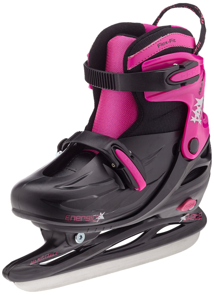 Nijdam Kinder Eishockeyschlittschuhe Verstellbar 34-37 Schwarz/Fuchsia, 34-37 Schwarz/Fuchsia