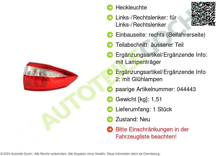 VALEO Original Teil Heckleuchte Rechts 044444
