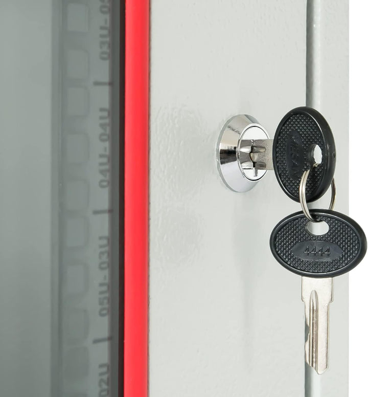 HMF 66409-07 Netzwerkschrank, Serverschrank 19 Zoll | 9 HE | 450 mm Tiefe | Voll montiert | Glastür