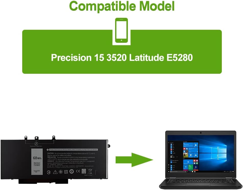 SwarKing Ersatz Akku Kompatibel mit Laptop GJKNX Latitude 5480 5580 5490 5590 Series