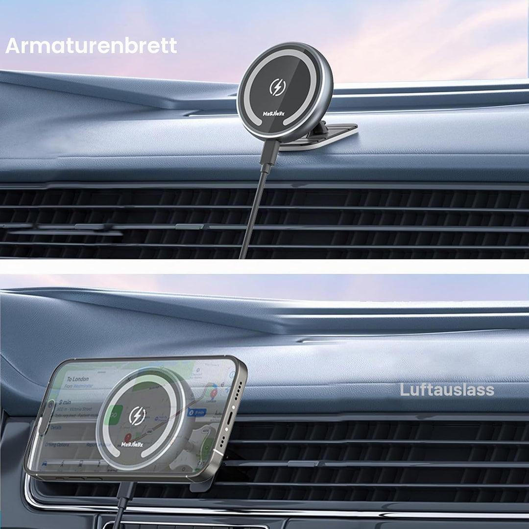 MAGJIEYX Kompatibel 15W Magsafe Autohalterung Ladegerät Handyhalterung Auto mit Ladefunktion Lüftung